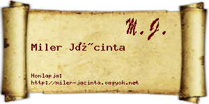 Miler Jácinta névjegykártya